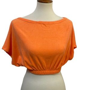 * a‎ ellen * orange crop top * size small * terry like cloth